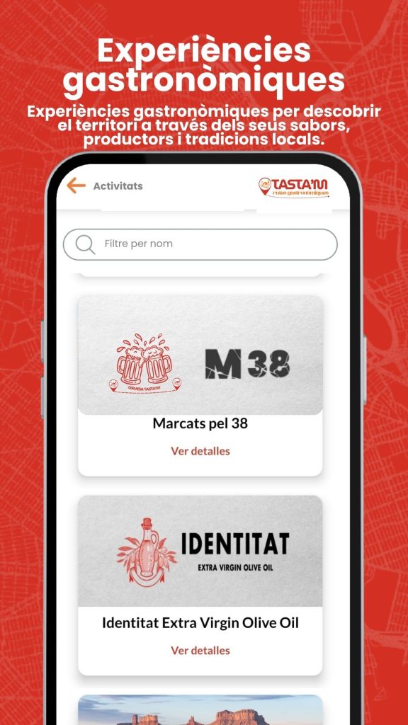Mapa interactiu de rutes gastronòmiques a l’app Tasta’m